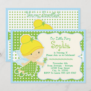 Cute, Baby Fairy Birthday Party Invitations