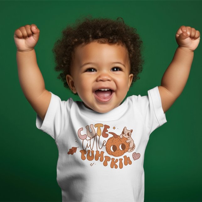 Cute baby Fall Halloween "Cute Little Pumpkin" Baby T-Shirt (Creator Uploaded)
