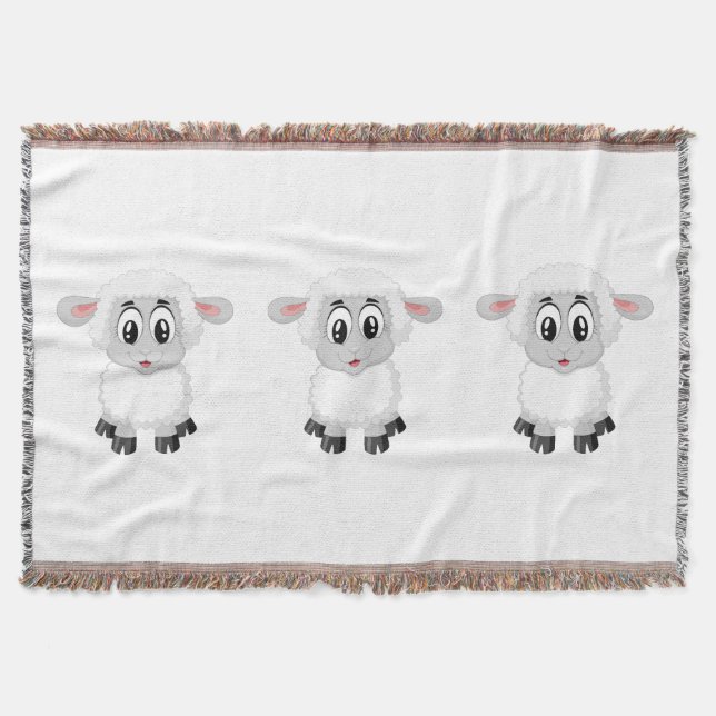 Cute Baby Farm Lamb Throw Blanket (Front)