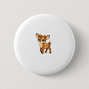 Cute Baby Fawn Cartoon Woodland Deer Nursery Illus 6 Cm Round Badge