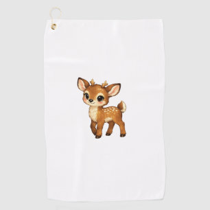 Cute Baby Fawn Cartoon Woodland Deer Nursery Illus Golf Towel