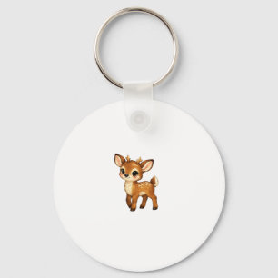 Cute Baby Fawn Cartoon Woodland Deer Nursery Illus Key Ring