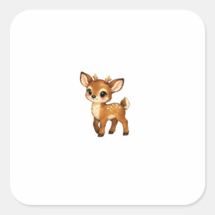 Cute Baby Fawn Cartoon Woodland Deer Nursery Illus Square Sticker