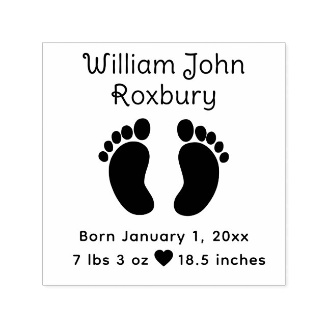 Cute Baby Feet Birth Announcement Details #3 Self-inking Stamp (Design)