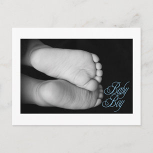 Cute Baby Feet Blue Baby Announcement Postcard