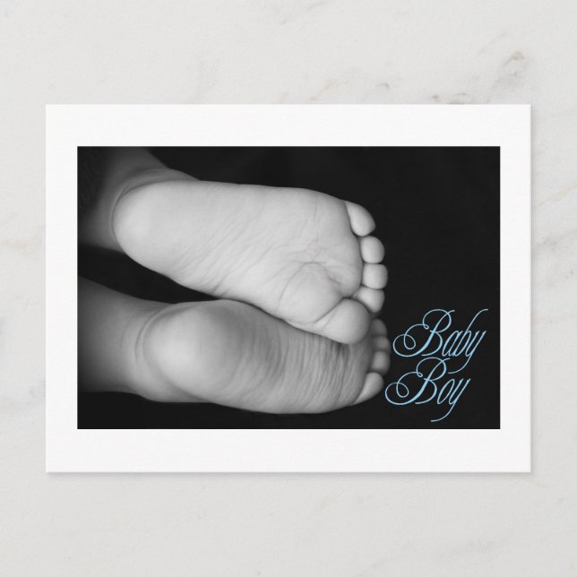 Cute Baby Feet Blue Baby Announcement Postcard (Front)