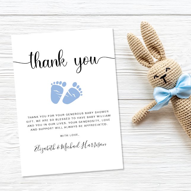 Cute Baby Feet Boy Shower Thank You Card (Creator Uploaded)