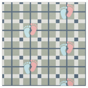 cute baby feets steps tartan plaid pattern fabric