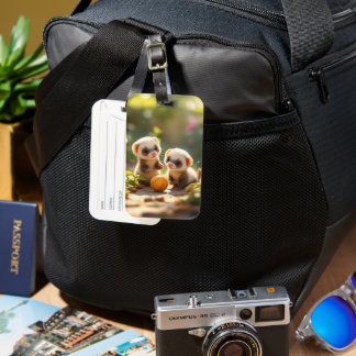 Cute baby ferrets playing with a ball, custom  luggage tag