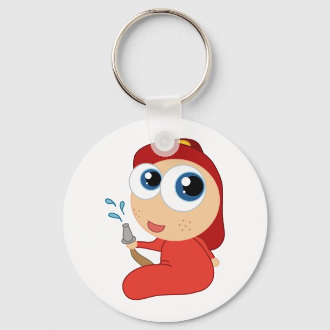 Cute Baby Firefighter Keychain (Front)