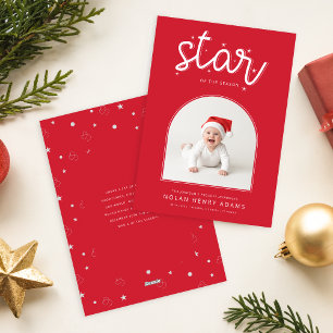 Cute Baby First Christmas Photo Birth Announcement