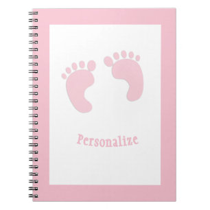 Cute Baby Footprints Infant Girl Pink Tiny Feet Notebook