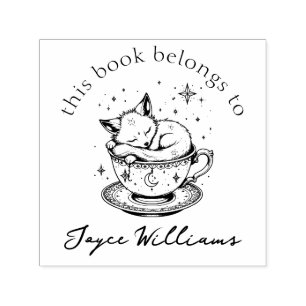 Cute Baby Fox Asleep in Magical Starry Teacup Book Self-inking Stamp