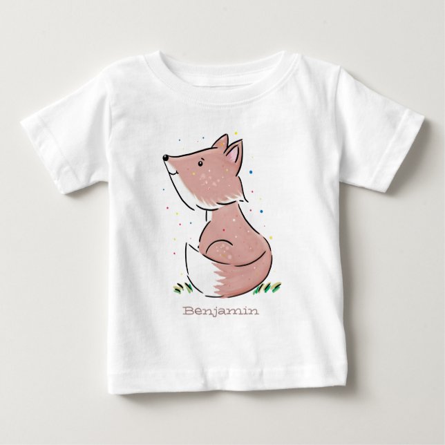 Cute baby fox cartoon illustration baby T-Shirt (Front)