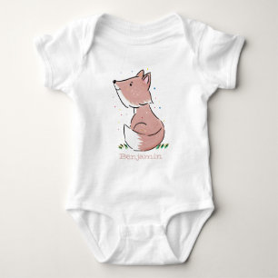Cute baby fox cartoon illustration bodysuit