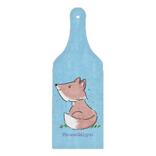Cute baby fox cartoon illustration cutting board