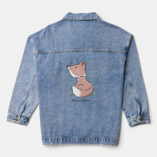 Cute baby fox cartoon illustration denim jacket