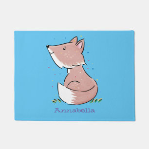 Cute baby fox cartoon illustration doormat