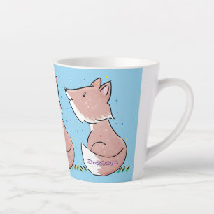 Cute baby fox cartoon illustration latte mug