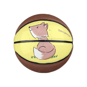 Cute baby fox cartoon illustration mini basketball