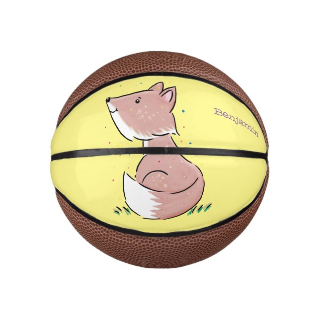 Cute baby fox cartoon illustration mini basketball (Front)