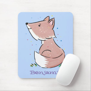 Cute baby fox cartoon illustration mouse pad