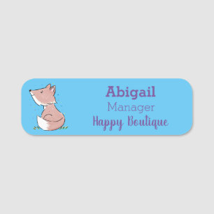 Cute baby fox cartoon illustration name tag