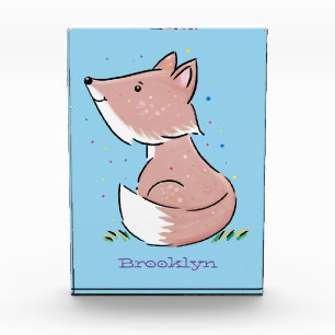 Cute baby fox cartoon illustration photo block