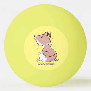 Cute baby fox cartoon illustration ping pong ball