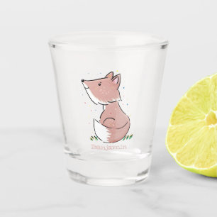 Cute baby fox cartoon illustration shot glass