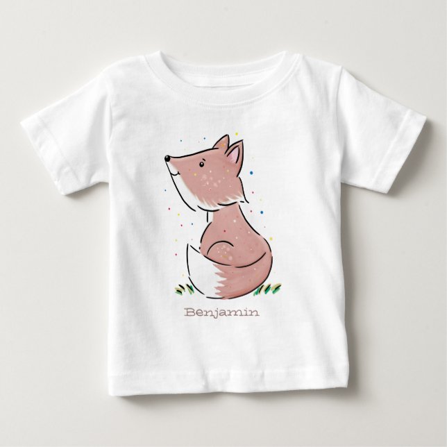 Cute baby fox cartoon illustration T-Shirt (Front)
