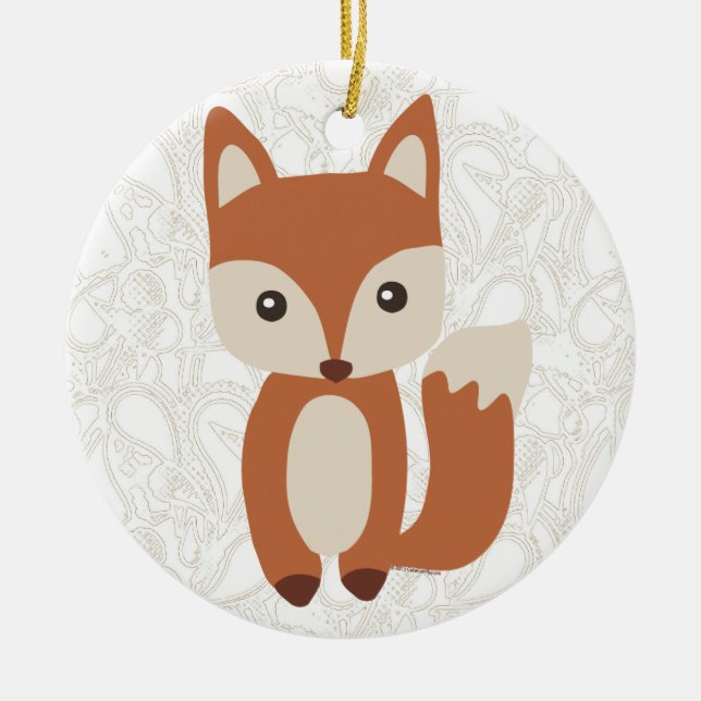 Cute Baby Fox Ceramic Tree Decoration (Front)