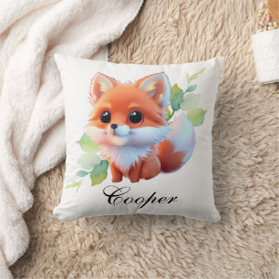 Cute baby fox Forest woodland friends botanical  Cushion