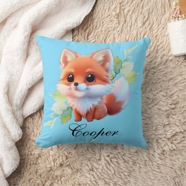 Cute baby fox Forest woodland friends botanical  Cushion (Blanket)