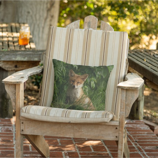 Cute Baby Fox in a Green Forest Cushion (Chair)