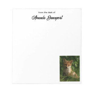 Cute Baby Fox in a Green Forest Notepad