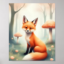 Cute Baby Fox Nursery Baby Room Print