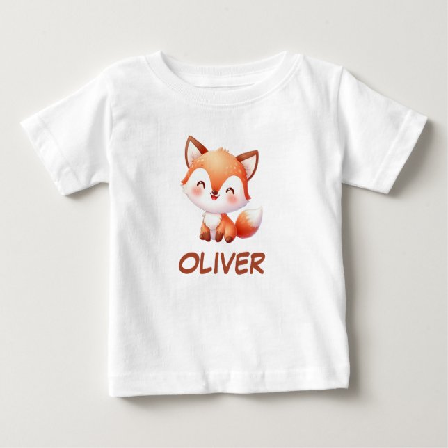 Cute Baby Fox Personalised Baby T-Shirt (Front)