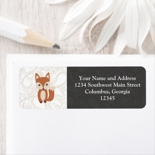 Cute Baby Fox Return Address Label (Insitu)