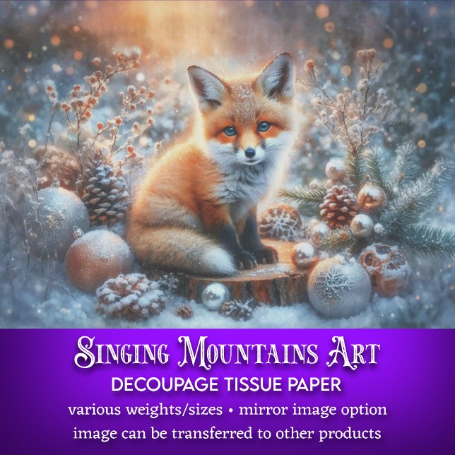 Cute Baby Fox Rustic Winter Christmas Decoupage Tissue Paper (Creator Uploaded)