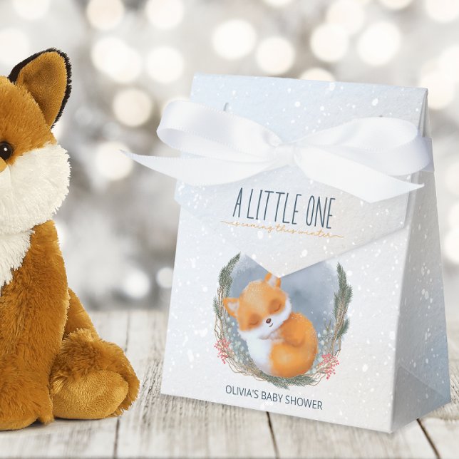 Cute Baby Fox Snowly Winter Baby Shower Favour Box (Creator Uploaded)