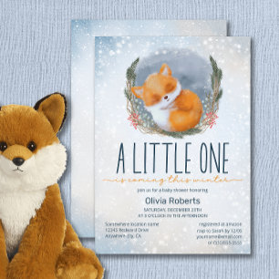 Cute Baby Fox Snowly Winter Baby Shower Invitation