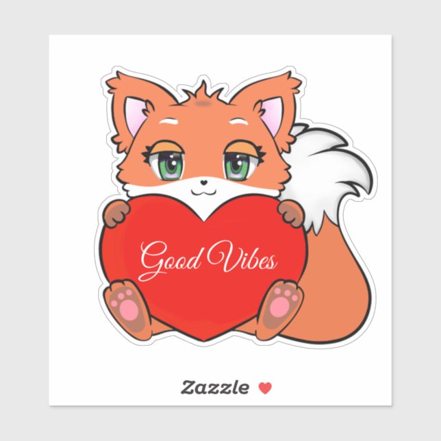 Cute Baby Fox with Heart Good Vibes (Sheet)