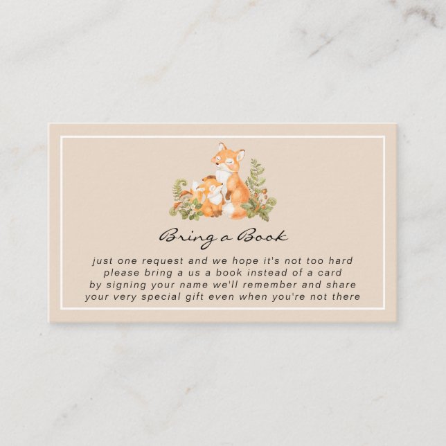 Cute Baby Fox Woodland Bring a Book Enclosure Card (Front)