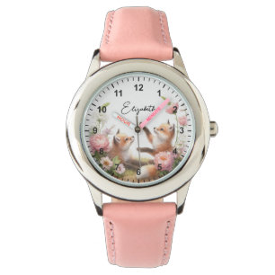Cute Baby Foxes Girl Birthday Watch