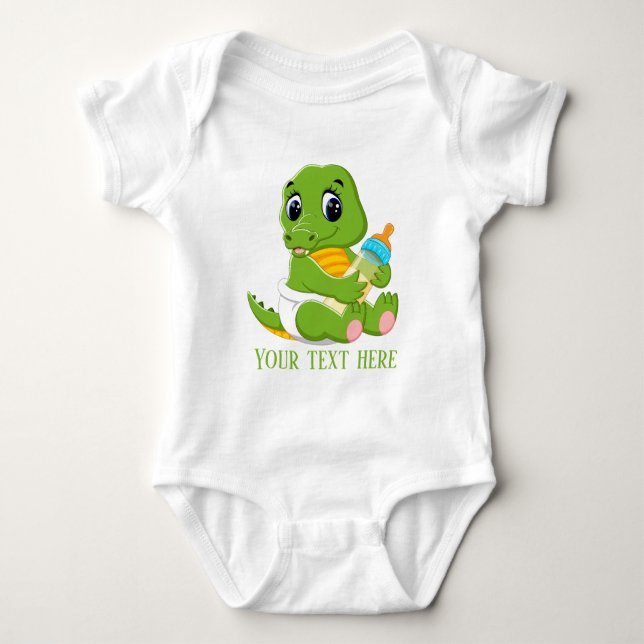 Cute baby gator add text unisex baby bodysuit (Front)