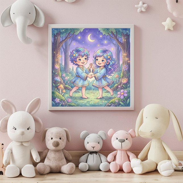 Cute Baby Gemini Zodiac Wall Art Poster (Creator Uploaded)