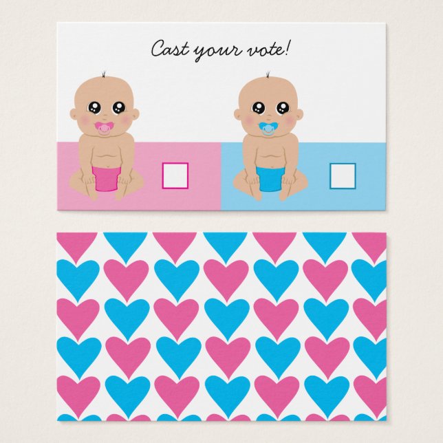 Cute Baby Gender Reveal Party Ballot Vote Card (Front & Back)