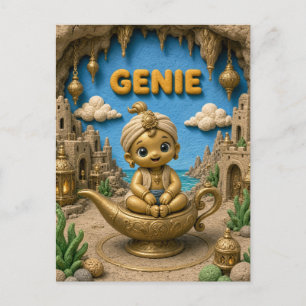 Cute Baby Genie, Mythical Postcard