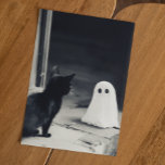 Cute Baby Ghost and Kitten Halloween Postcard<br><div class="desc">This design was created through digital art. It may be personalised by clicking the customise button and changing the colour, adding a name, initials or your favourite words. Contact me at colorflowcreations@gmail.com if you with to have this design on another product. See more of my creations or follow me at...</div>